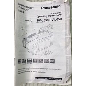Panasonic Camcorder Manual Only‎ - PV-L550/ L650 Operating Instructions